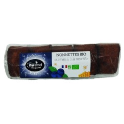 Nonnettes miel (30%) et myrtille Bio, rouleau de 5 gâteaux - 160g