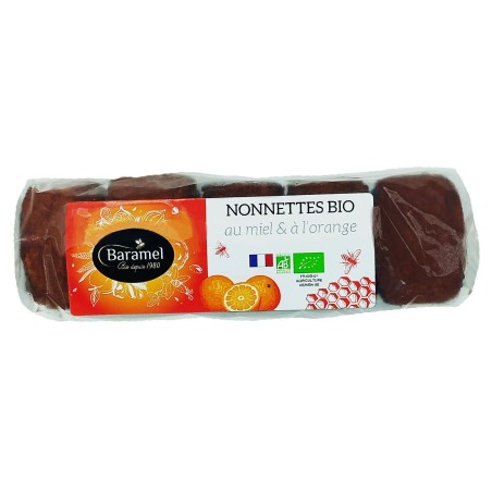 Nonnettes miel (30%) et orange Bio, rouleau de 5 gâteaux - 160g
