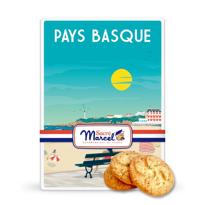 Boîte métal “Pays Basque” - Biscuits basques aux noisettes | Sacré Marcel
