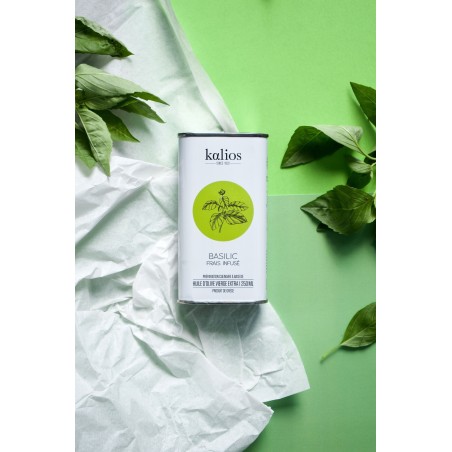 Huile d'olive infusée basilic 250ml - bidon