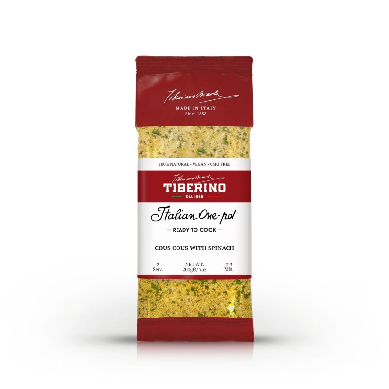 Couscous avec Spinaci e Pomodori Secchi - Couscous italien bientôt de cuisine avec condimento - 2 portions