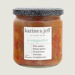 Pois cassés / fusion épicée de poivrons, curcuma et raisins secs - 340g