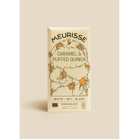 Chocolat blanc bio avec quinoa soufflé et caramel